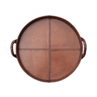 Decorative MDF & Woven Leather Tray with Braided Handles