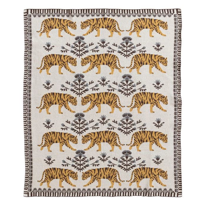Cotton Knit Baby Blanket w/ Tigers