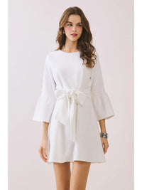 Flare Three Quarter Sleeves A Line Mini Dress