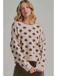 Loose Fit Polka Dot Fall Sweater Top