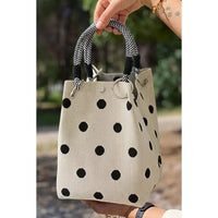 Cute Knitted Handbag Polka Dot Magnetic Button Tote Bag