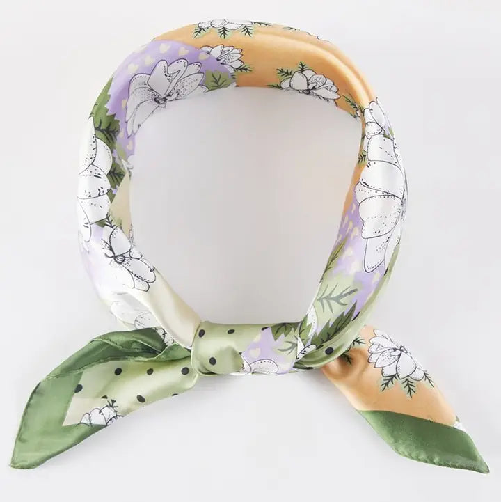 Summer Dreams Olive Square Satin Scarf
