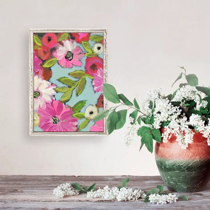 Flowers & Vines - Blue Mini Framed Canvas