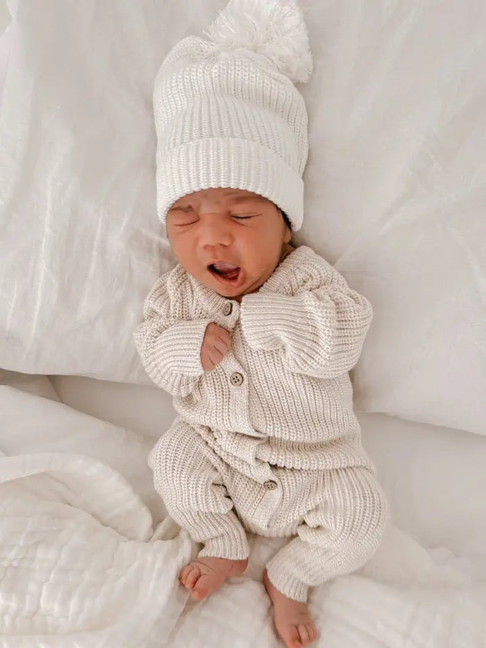 Everyday Ribbed Romper | Light Beige  0-3 Mos.