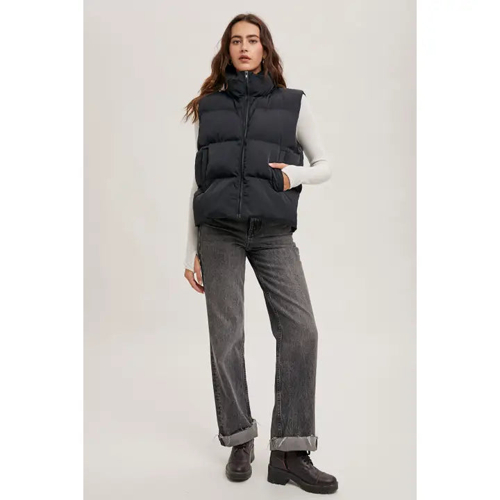 Zipper Front Puffer Vest