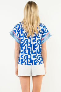 Short Sleeve Abstract Pattern Top