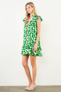 Short Sleeve Abstract Pattern Dress