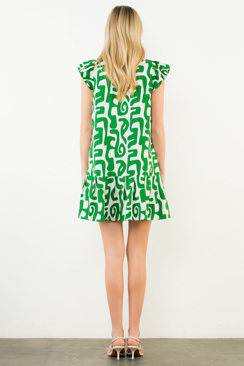 Short Sleeve Abstract Pattern Dress