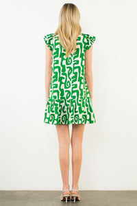 Short Sleeve Abstract Pattern Dress