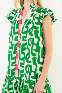 Short Sleeve Abstract Pattern Dress