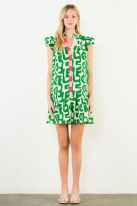 Short Sleeve Abstract Pattern Dress