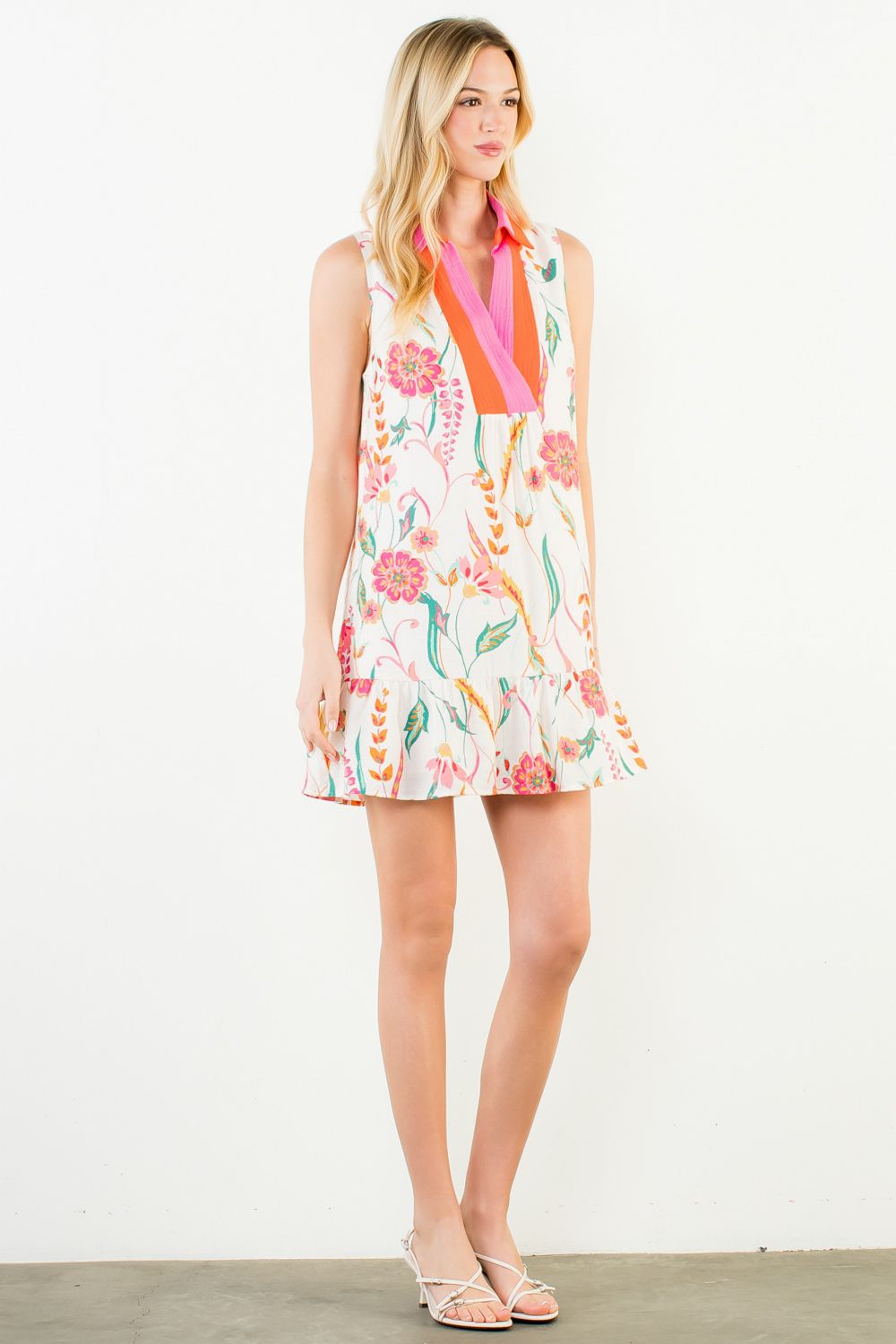 Sleeveless Floral Pattern Dress