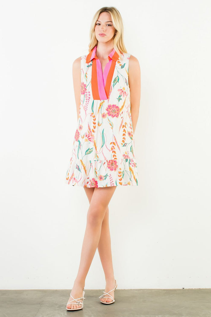 Sleeveless Floral Pattern Dress