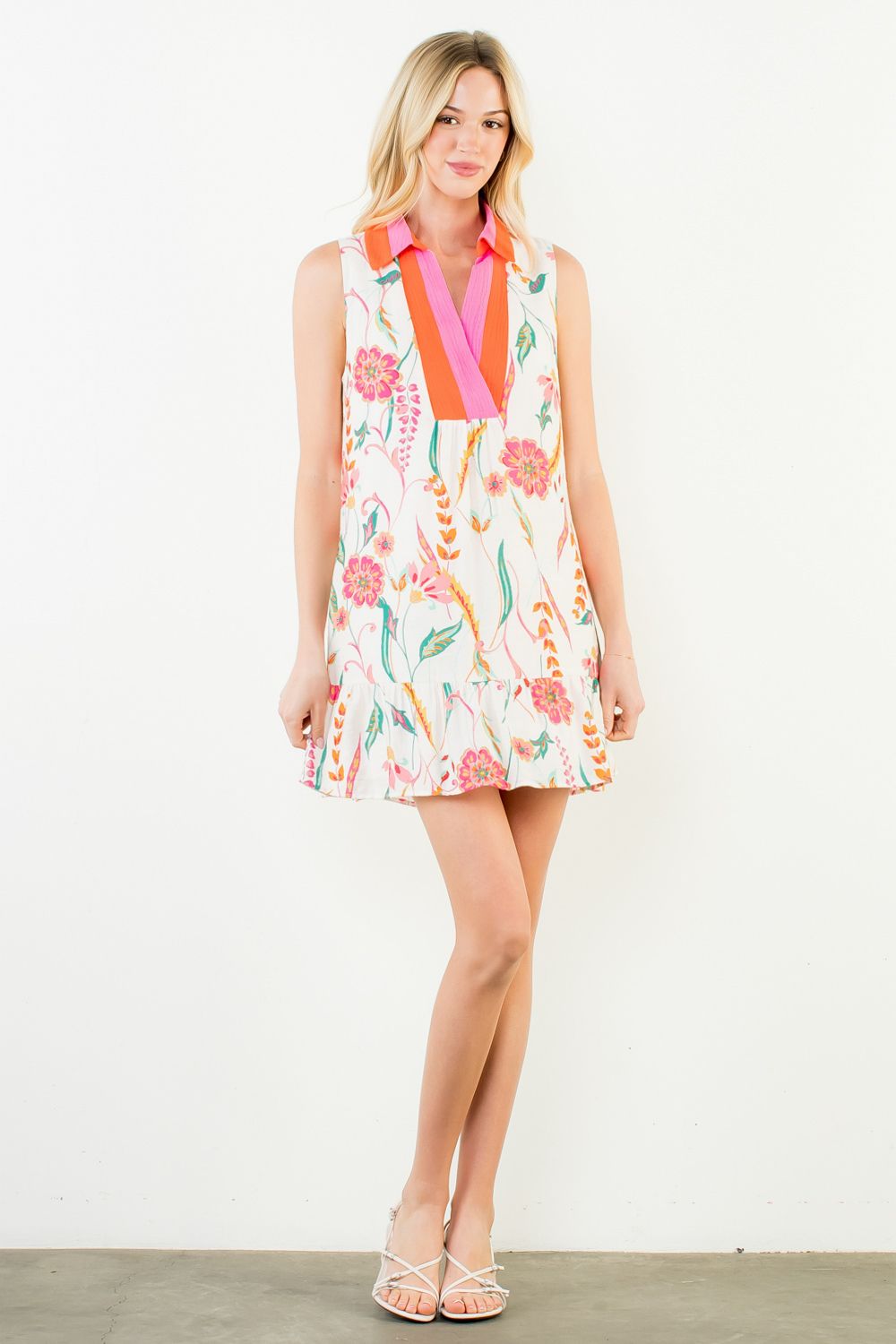 Sleeveless Floral Pattern Dress