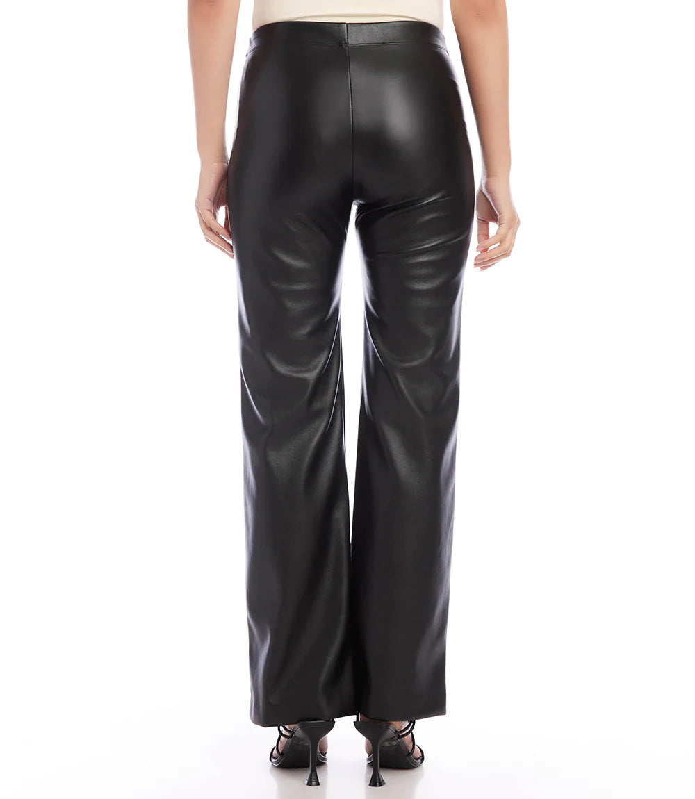 Electric Feel Black Leather Wide Leg Pants