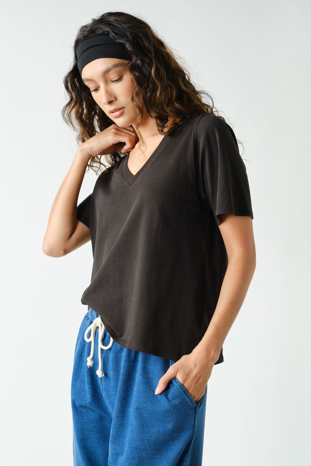 Modal Blend Relaxed V-Neck Tee Shirt