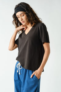 Modal Blend Relaxed V-Neck Tee Shirt