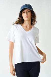 Modal Blend Relaxed V-Neck Tee Shirt