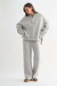 Marina Textured Cotton Blend Knit Henley