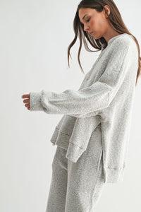 Marina Textured Cotton Blend Knit Henley