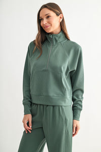 Luxe Sand Wash Rib 1/4 Zip Sweater