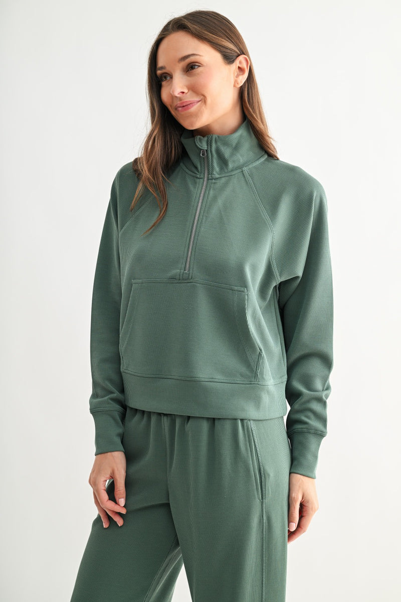 Luxe Sand Wash Rib 1/4 Zip Sweater