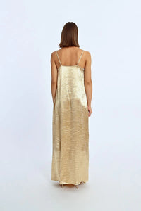 LONG SATIN DRESS, COWL NECK