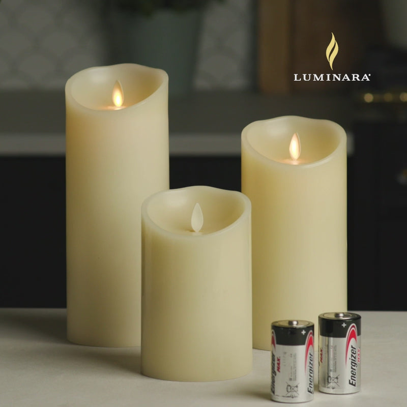 3.75 x 5 Inch Ivory Outdoor Pillar Luminara Candle Remote Ready