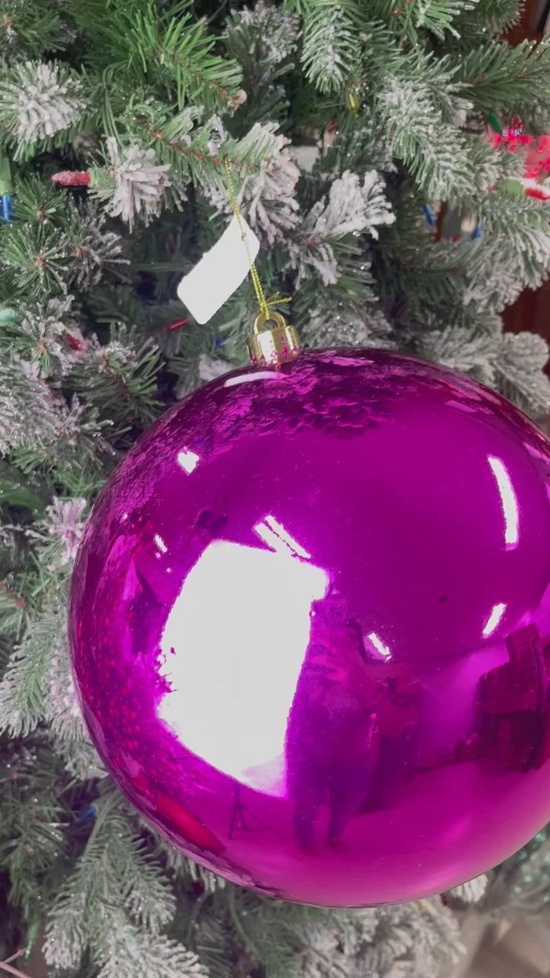 10 Inch Shiny Fuchsia Smooth Ornament Ball