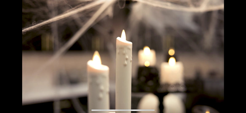 2 PACK 9.5 INCH WHITE WAX LUMINARA TAPER CANDLES