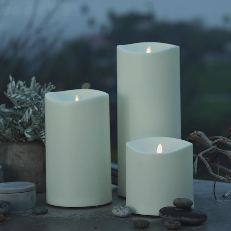 6 x 14 Inch Ivory Outdoor Pillar Luminara Candle Remote Ready