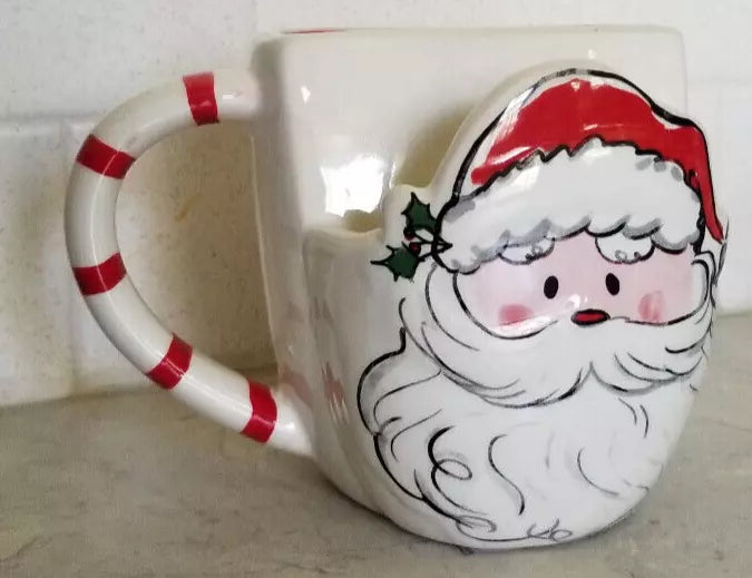 JOLLY Santa Claus + Cookie Pouch Christmas Mug Candy-Striped