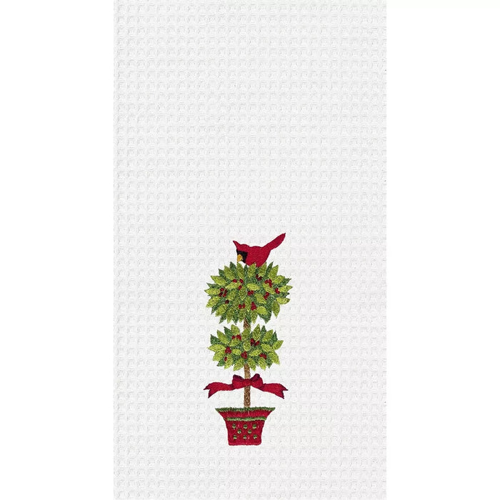 Cardinal in a Topiary Christmas Kitchen/Bar Towel