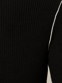 Sporty Rib Zip Up Black With Chalk Tipping Sweater