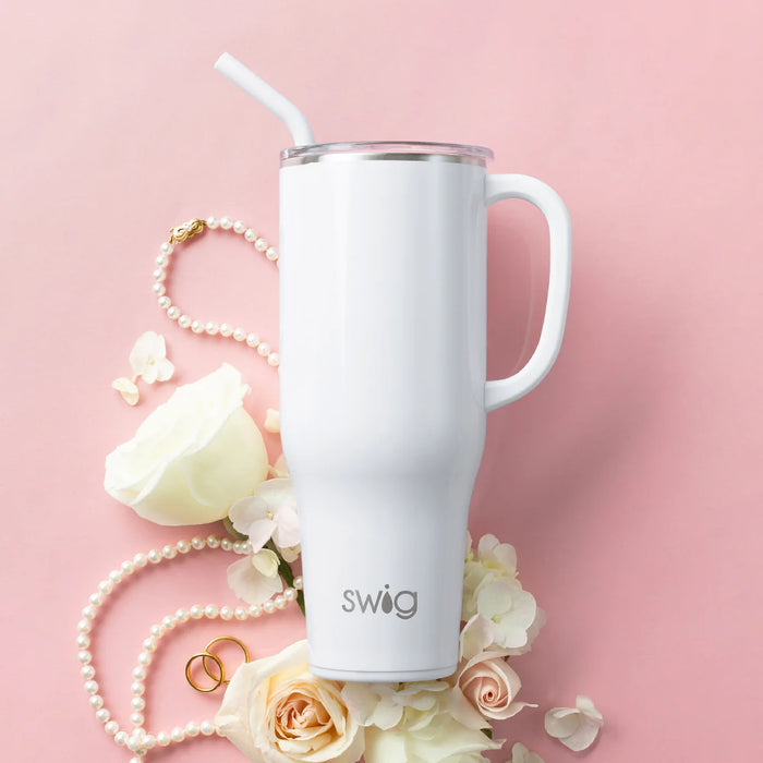 Shimmer Diamond White Mega Mug (40oz)