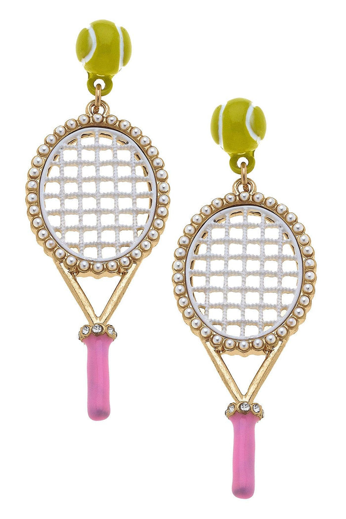 Teddy Enamel Tennis Racket Earrings