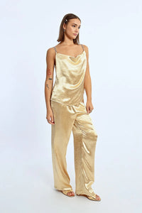 TOP WITH RHINESTONE STRAPS, SATIN EFFECT