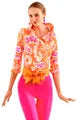 3/4 Sleeve Ruffneck Top - Flora