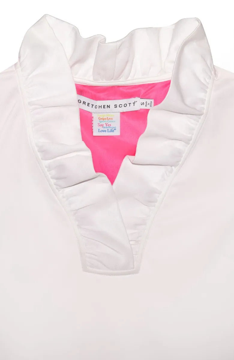 Jersey Ruffneck Top - White