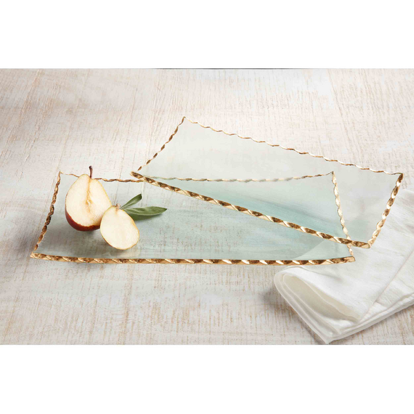 GOLD EDGE GLASS TRAY SET