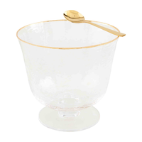 GOLD EDGE GLASS PEDESTAL BOWL