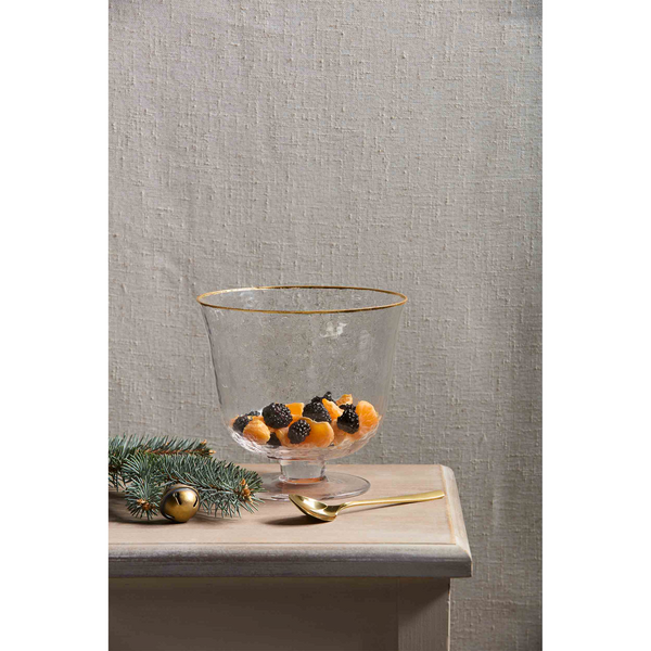 GOLD EDGE GLASS PEDESTAL BOWL