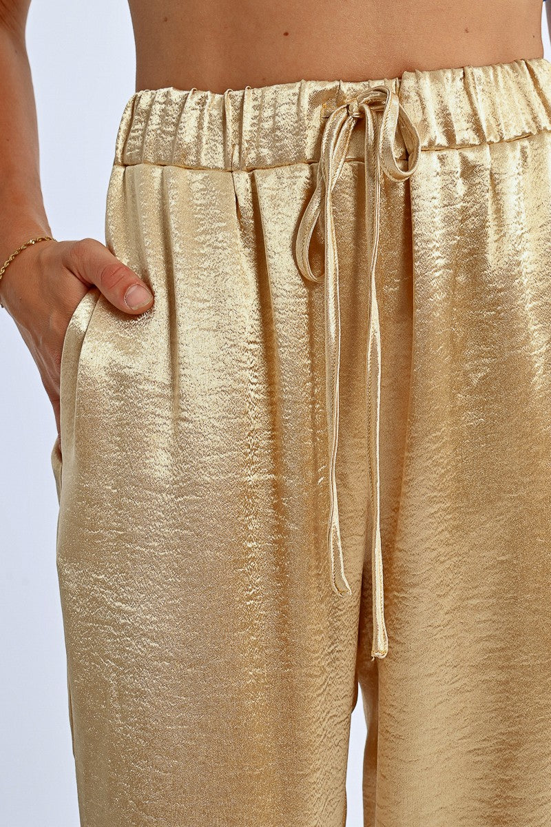 WIDE, SATIN PANTS