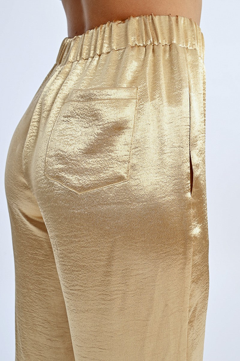 WIDE, SATIN PANTS