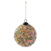 Recycled Glass Ball Ornament w/ Sequins, Multi Color