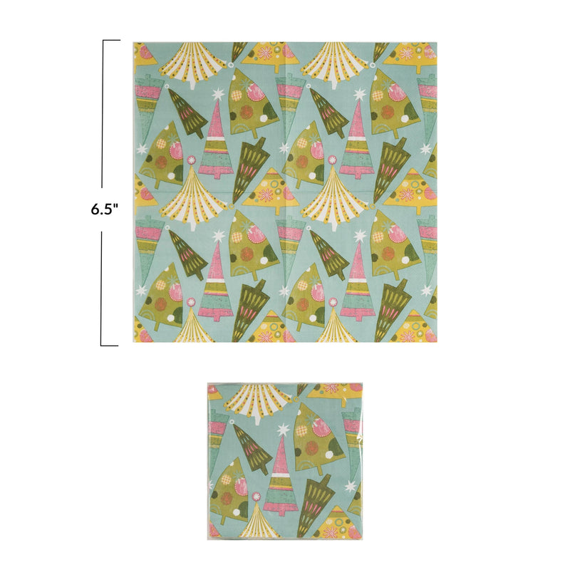 Paper Napkins w/ Christmas Tree Pattern, Multi Color