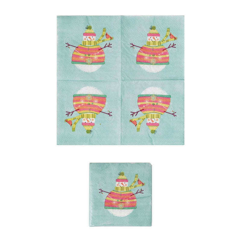 Paper Cocktail Napkins w/ Snowman, Multi Color