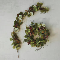 Faux Zanzibar Leaf Garland w/ Pinecones & Berries, Multi Color