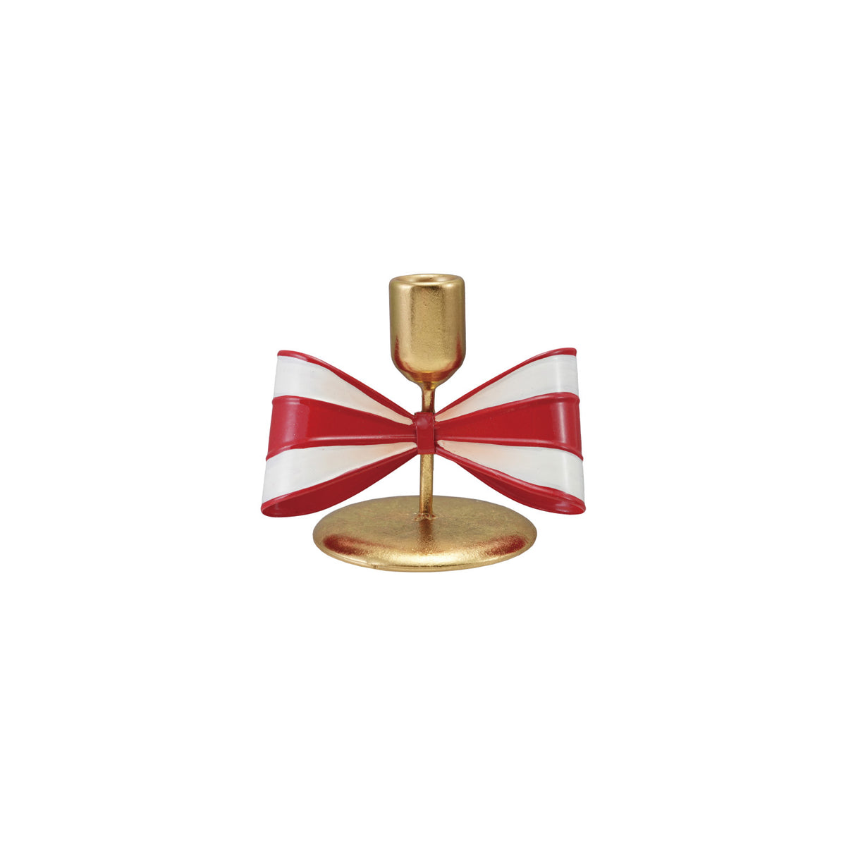 Metal Taper Holder with Striped Bow