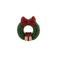 Hand-Painted Ceramic Wreath Shaped Taper Holder with Bow